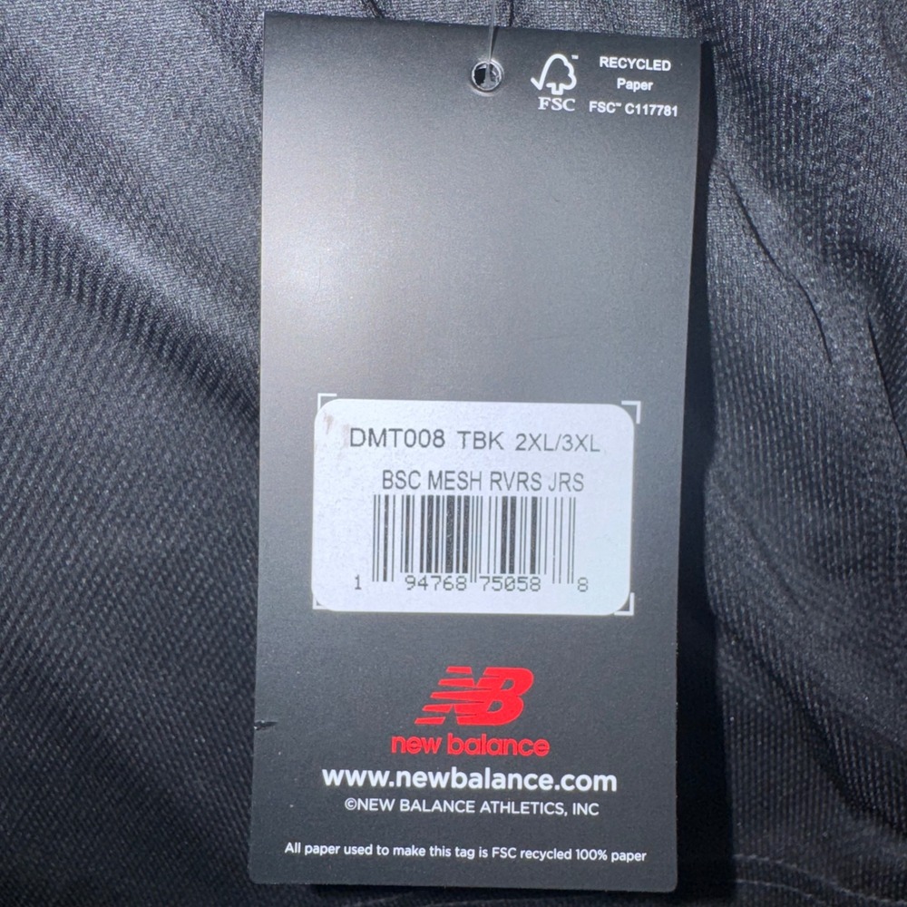 New Balance Reversible Pennie Jersey ADULT Black White 2XL/3XL NEW - Picture 4 of 8